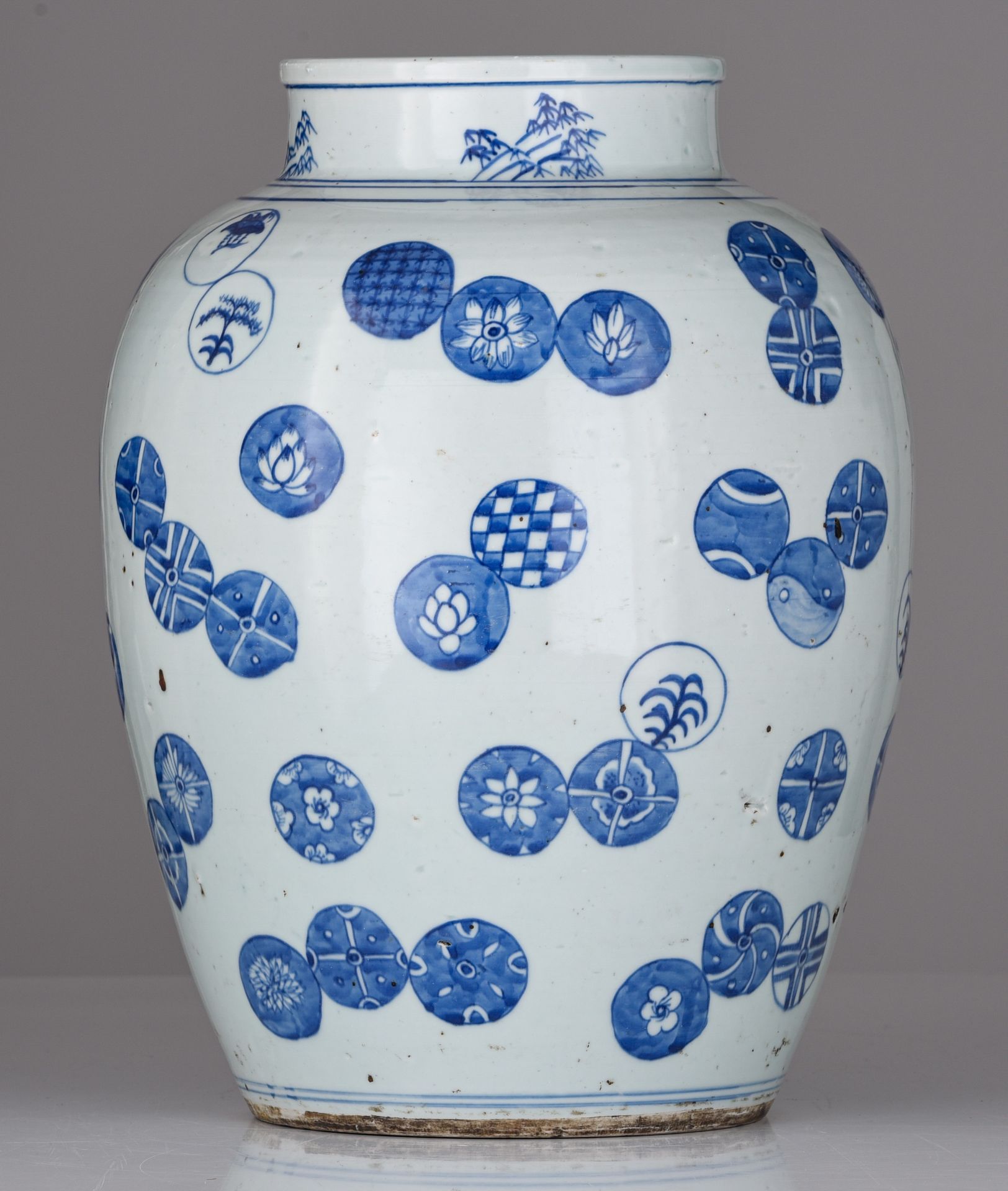 A Chinese blue and white emblem vase, H 44 cm - Image 2 of 7