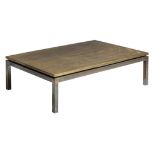 A vintage etched brass coffee table, H 35 - W 130 - D 80 cm