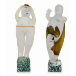 Giampaolo Amoruso (1961), two glass figures, H 24,5 cm