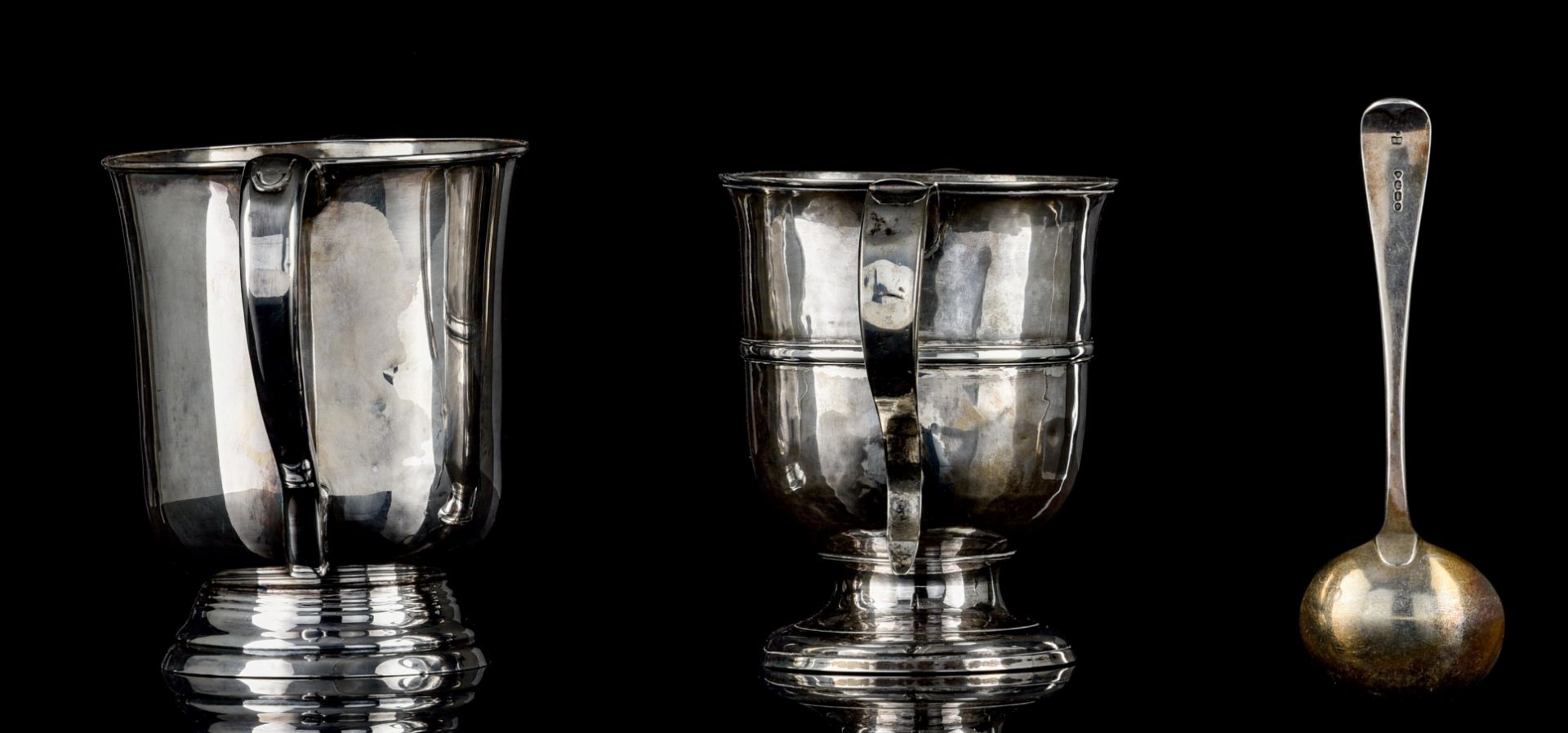 A George II silver double handled christening cup, with matching spoon, and a ditto silver-plated cu - Image 2 of 15
