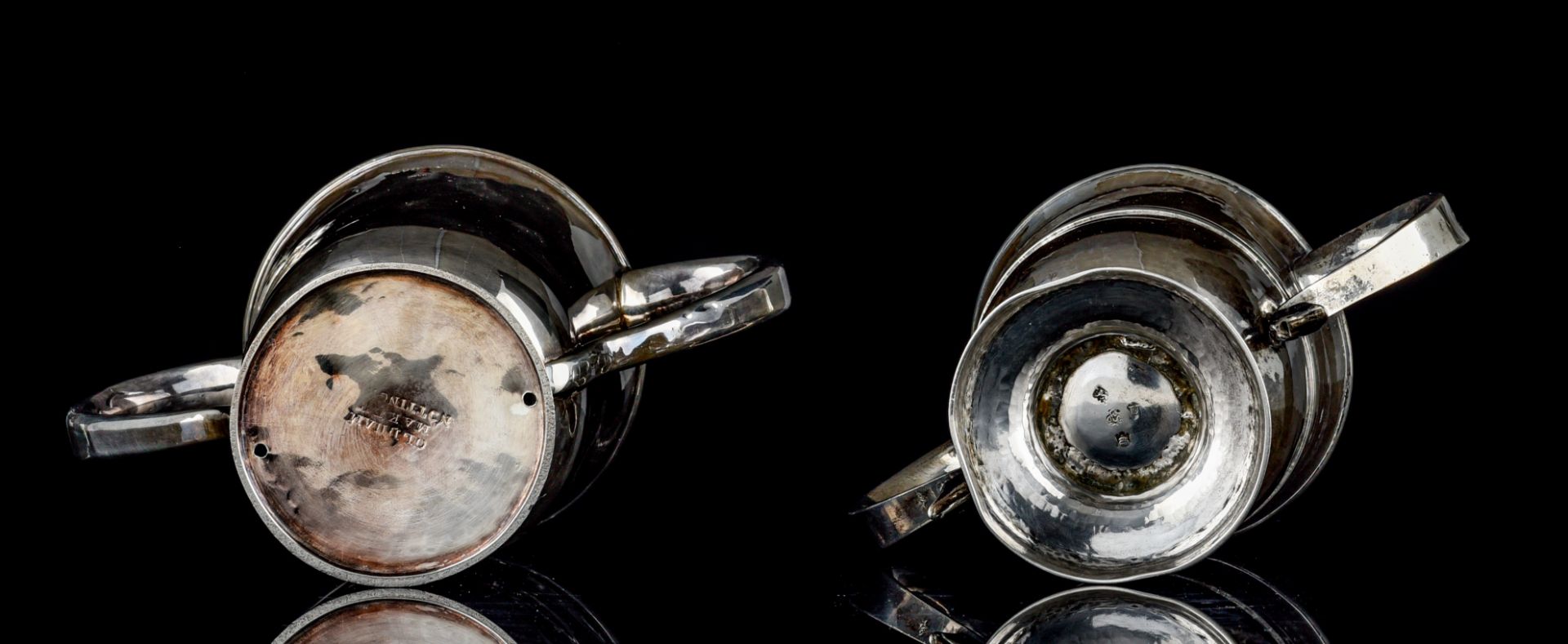 A George II silver double handled christening cup, with matching spoon, and a ditto silver-plated cu - Image 6 of 15