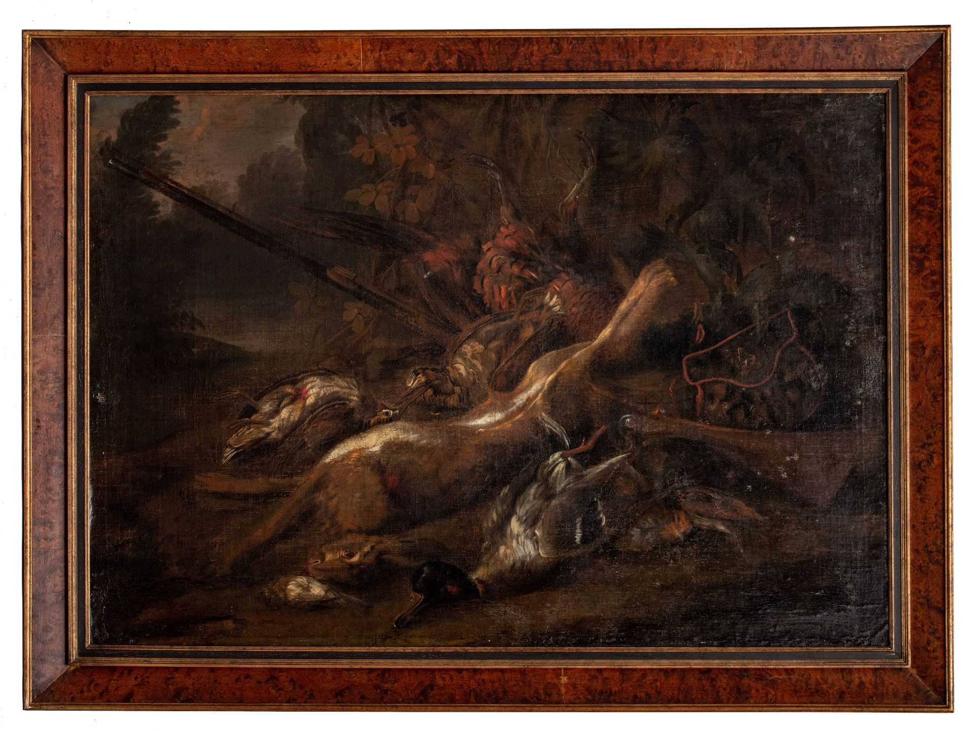 Frans Snyders (1579-1657), hunting still life with poultry and a hare, 17thC, 89 x 128 cm - Image 2 of 6