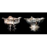 Two silver sauceboats, weight: ca 639 g, H 9 - 10 cm