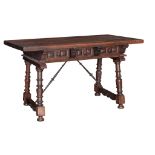 A Spanish trestle table, 17thC and later, H 79 - W 140 - D 83 cm