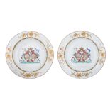 Two Chinese famille rose armorial dishes for the European market, Qianlong period, ¯ 23 cm
