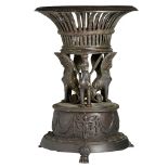 (BIDDING ONLY ON CARLOBONTE.BE) An Empire style patinated bronze centrepiece, H 72 cm