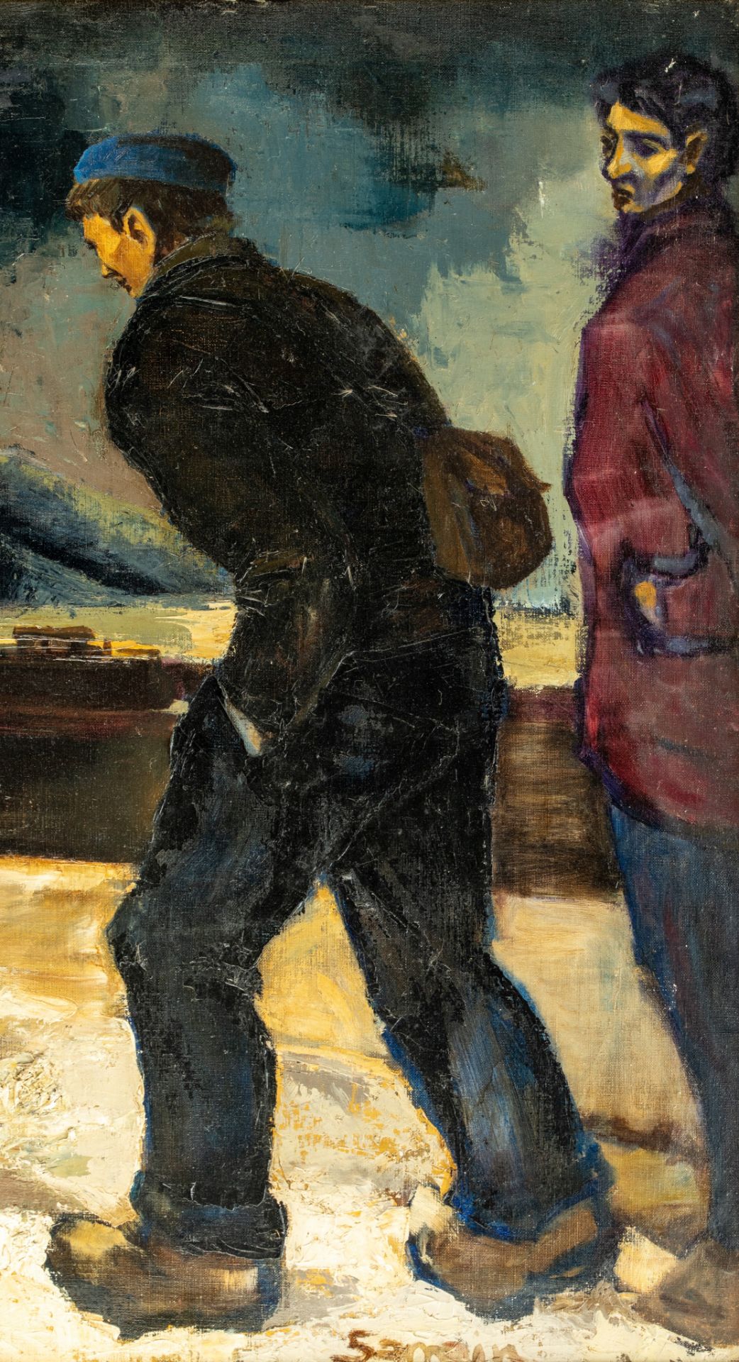 Louis Samain (1834-1901), workers walking along the canal, oil on canvas, 80 x 120 cm - Bild 5 aus 5