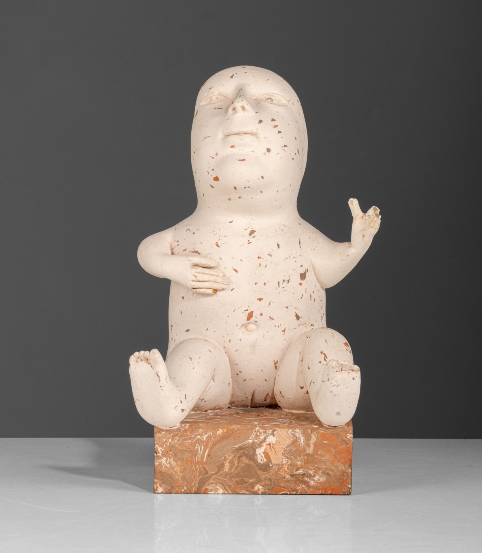 Jose Vermeersch (1922-1997), untitled, a terracotta sculpture, on a faux marble base, H 30,5 cm - Image 2 of 8