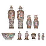 A collection of Chinese Canton famille rose ware, tallest H 43 cm