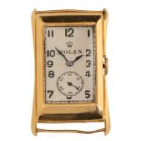 An 18ct yellow gold gentleman's Rolex Prince rectangle wristwatch, model 2771, 1936, total weight: 2