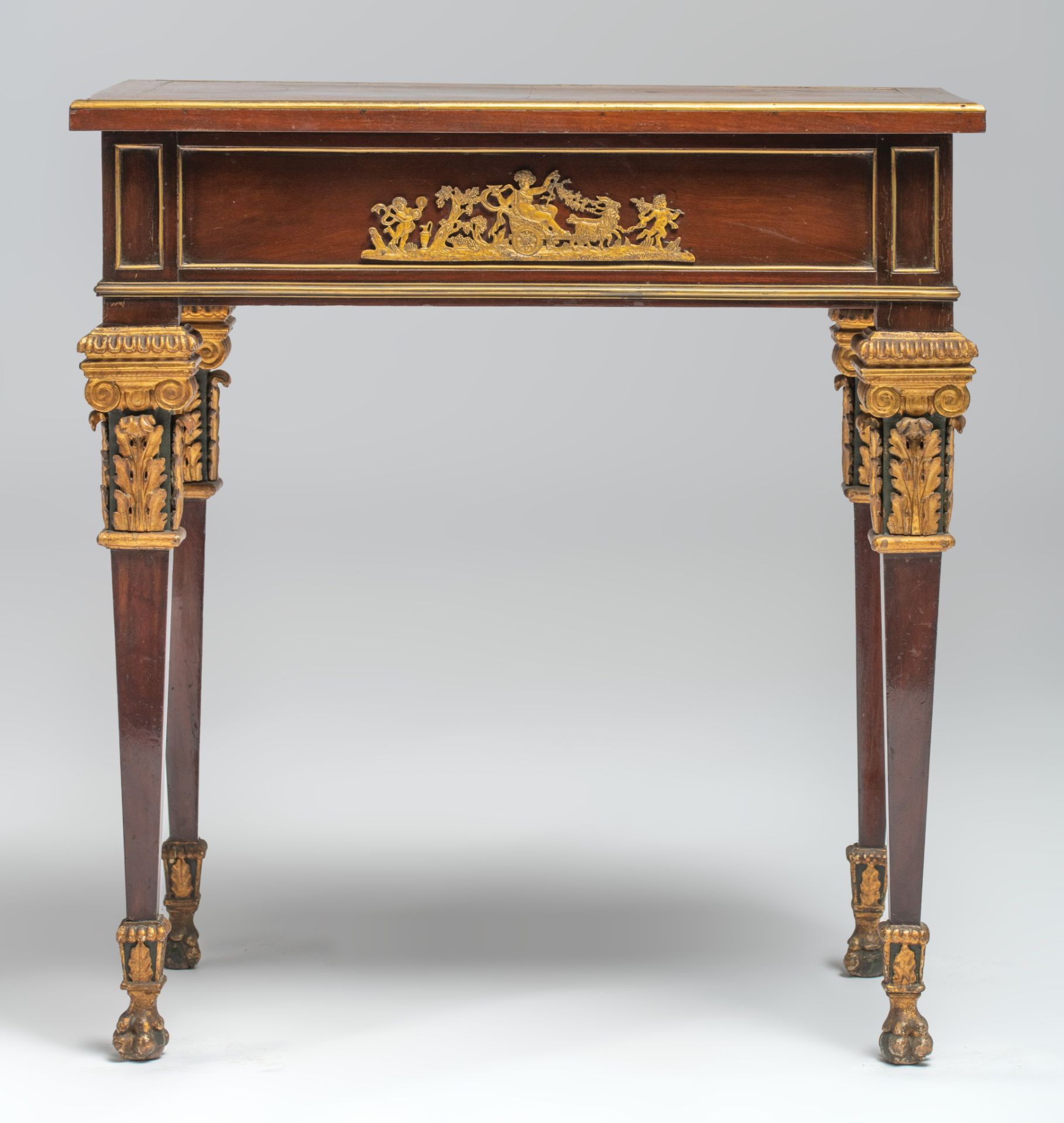 A small Neoclassical occasional table, H 75,5 - W 70 - D 44 cm - Image 3 of 8