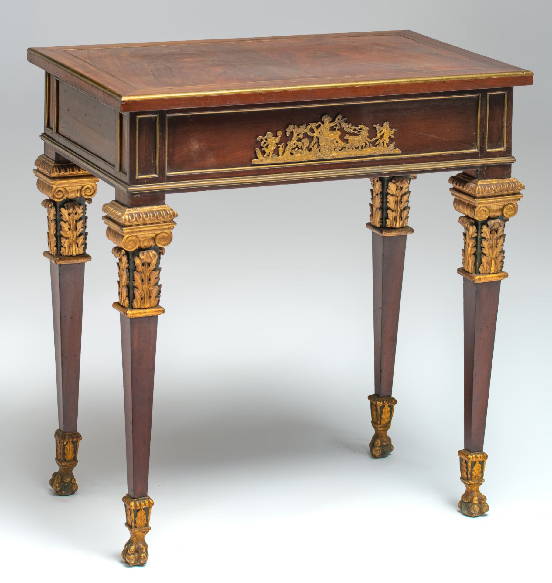 A small Neoclassical occasional table, H 75,5 - W 70 - D 44 cm - Image 2 of 8