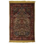A Persian Tabris silk and metalwork rug, 139 x 209 cm