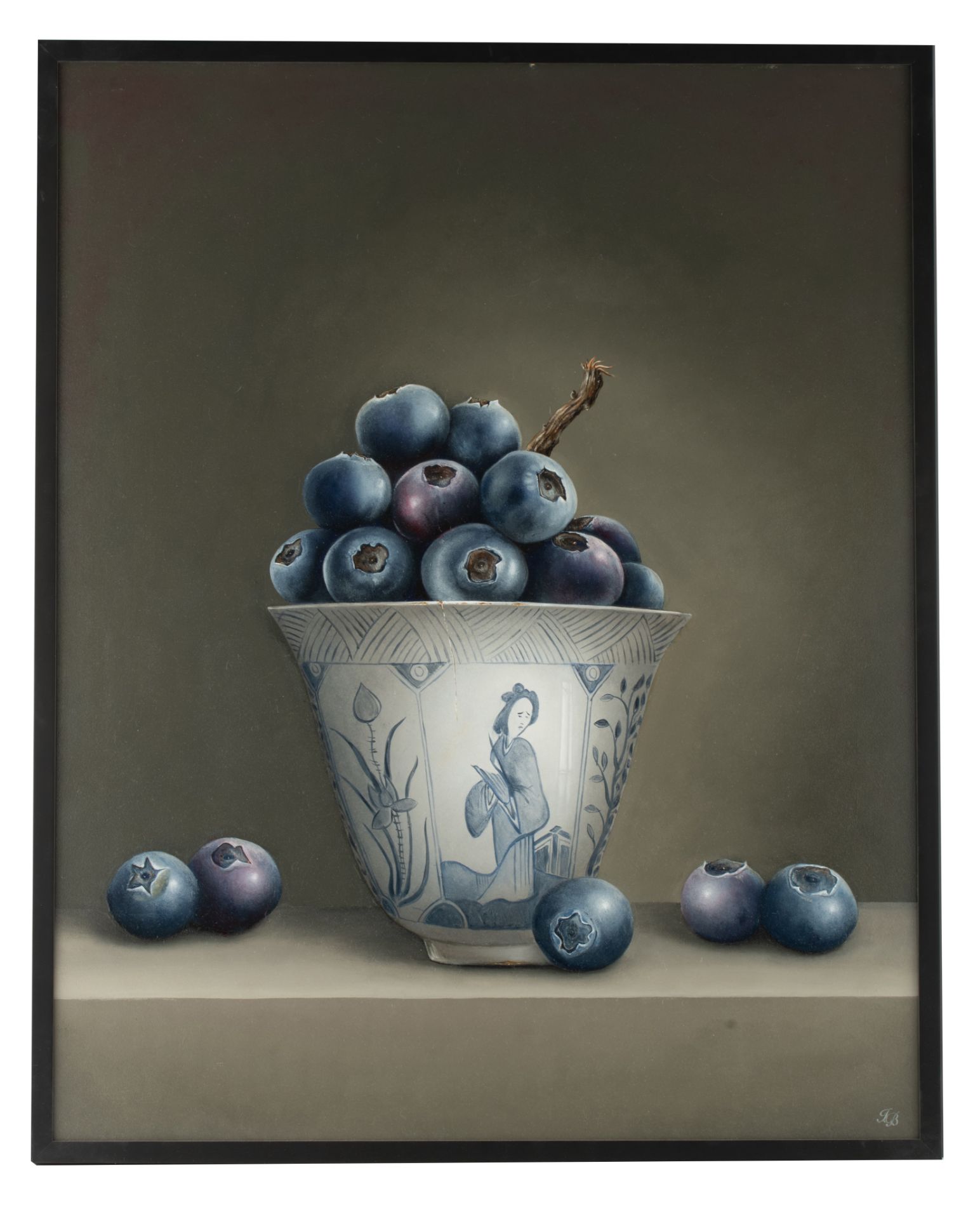 Ignace Bauwens, blueberries in a Chinese Ming 'Klapmuts', oil on panel, 80 x 100 cm - Bild 2 aus 6