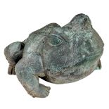 Odile Kinart (1945), a garden sculpture of a frog, green patinated bronze, H 32 cm