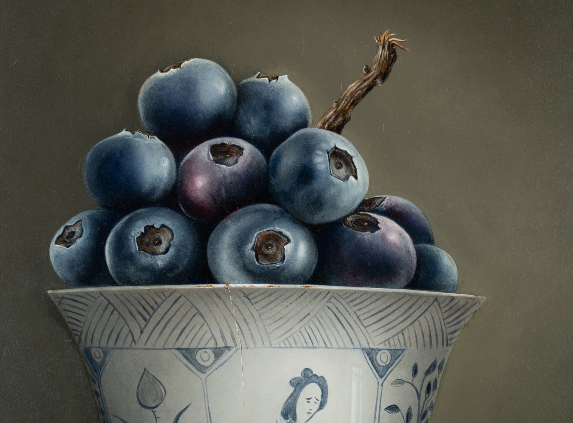 Ignace Bauwens, blueberries in a Chinese Ming 'Klapmuts', oil on panel, 80 x 100 cm - Bild 5 aus 6