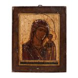 (BIDDING ONLY ON CARLOBONTE.BE) An Eastern European icon depicting our Lady of Kazan, 22 x 27 cm