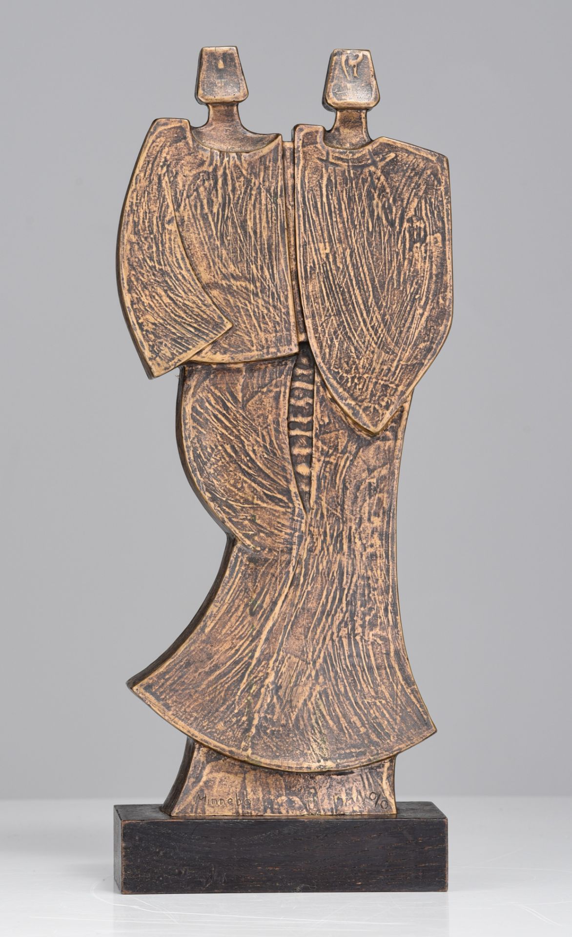 Hubert Minnebo (1940), untitled, N∞ 0/0, patinated bronze on a wooden base, H 40 - 44 cm (without - - Image 4 of 6