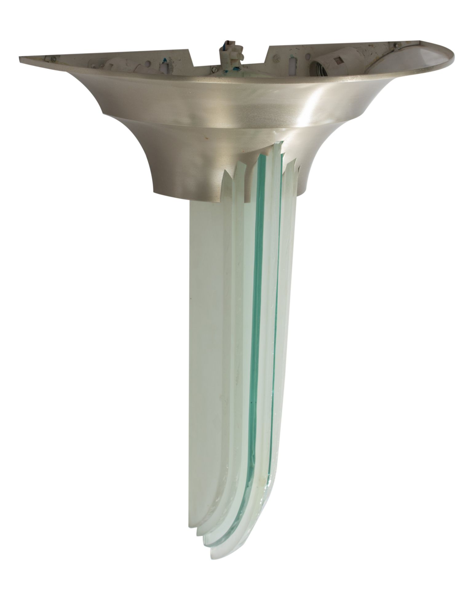 An Art Deco '652' wall light by Jean Perzel, glass and lacquered metal, H 60 - W 50 cm - Image 3 of 5