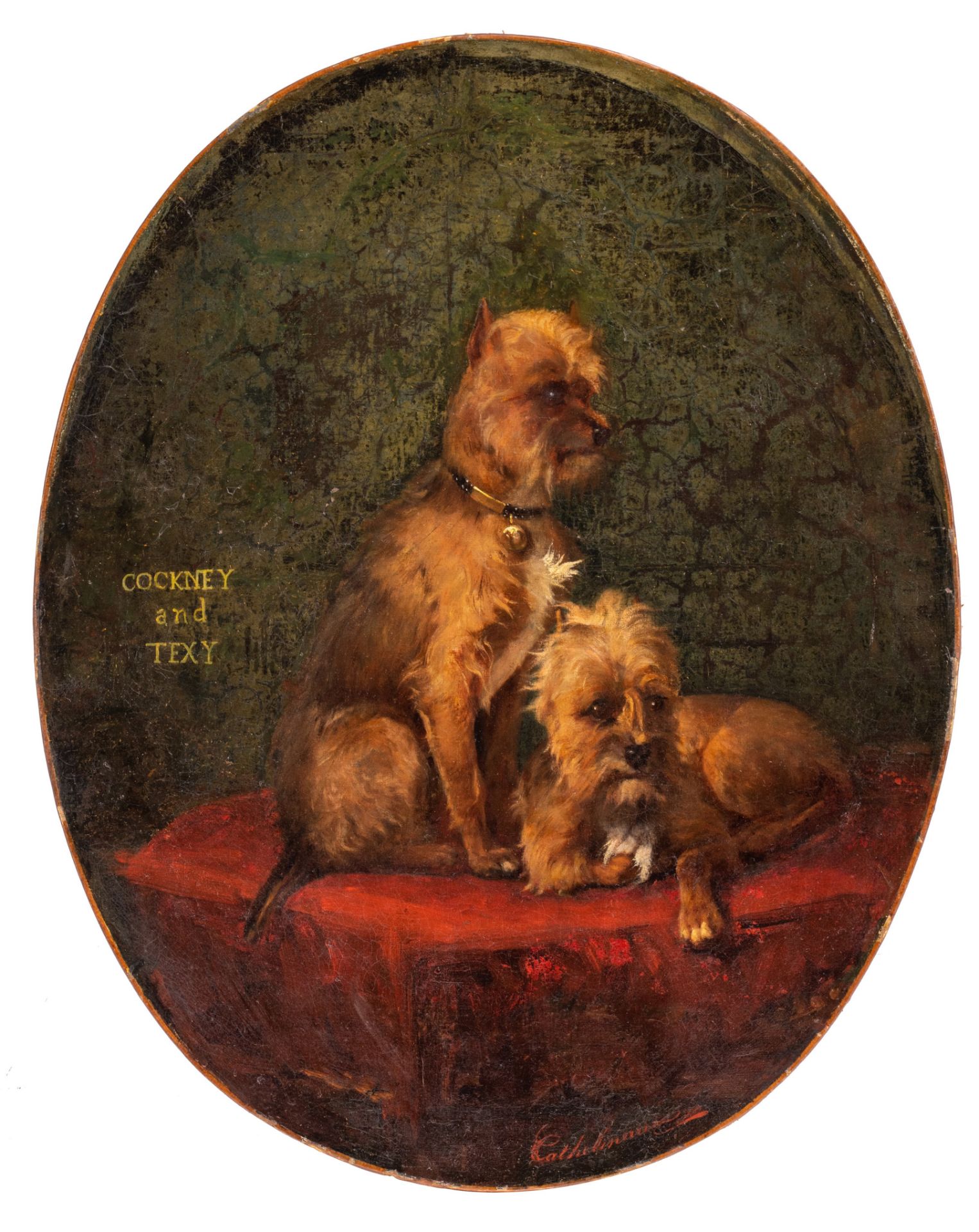 Christophe Cathelinaux (1819-1883), the portrait of the dogs 'Cockney and Texy', oil on canvas, 56 x - Bild 4 aus 7