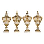 (BIDDING ONLY ON CARLOBONTE.BE) A set of two pair of Neoclassical cassolettes, marble with gilt bron
