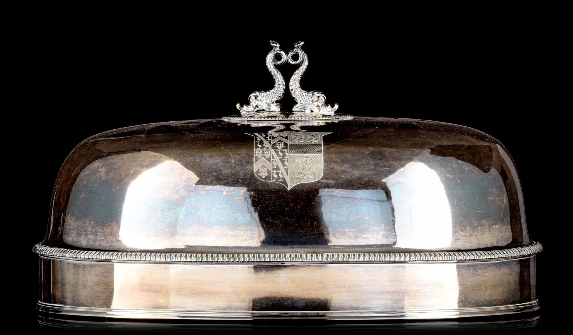 (BIDDING ONLY ON CARLOBONTE.BE) A pair of silver-plated meat covers, H 26 cm - Image 8 of 13