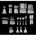 A large 12 person German silver flatware set, 800/000, maker's mark of Wilhelm Binder, total silver