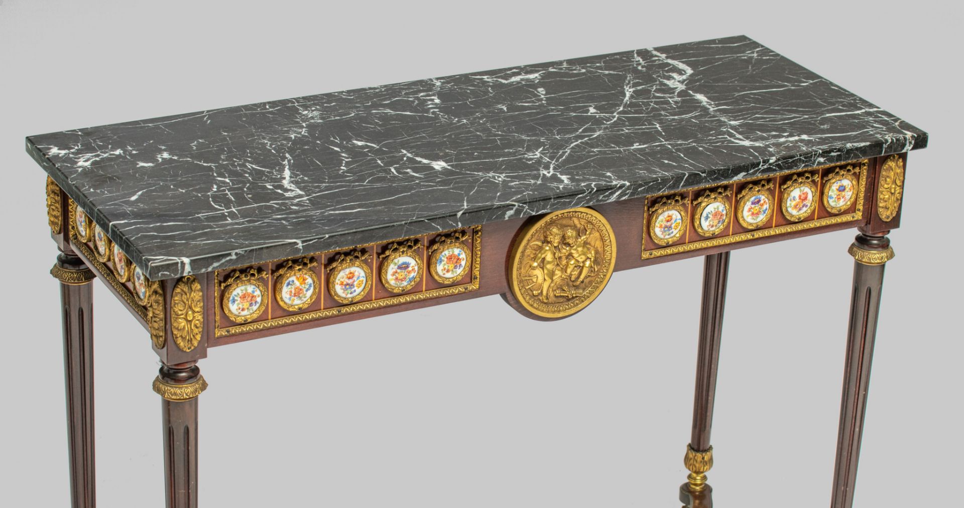 A fine Neoclassical Napoleon III console table, H 81 - W 108 - D 43 cm - Image 9 of 10