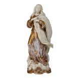 (BIDDING ONLY ON CARLOBONTE.BE) A large gilt decorated porcelain Madonna on the crescent moon, marke