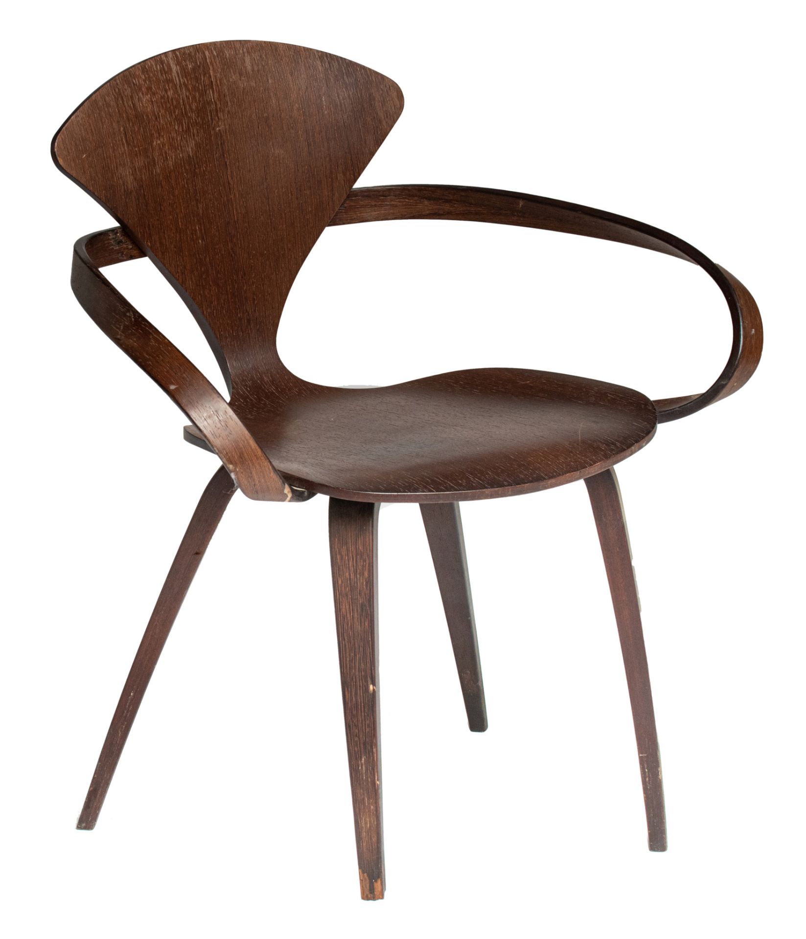 A vintage rosewood Pretzel chair by George Nelson, H 79,5 - W 67 cm