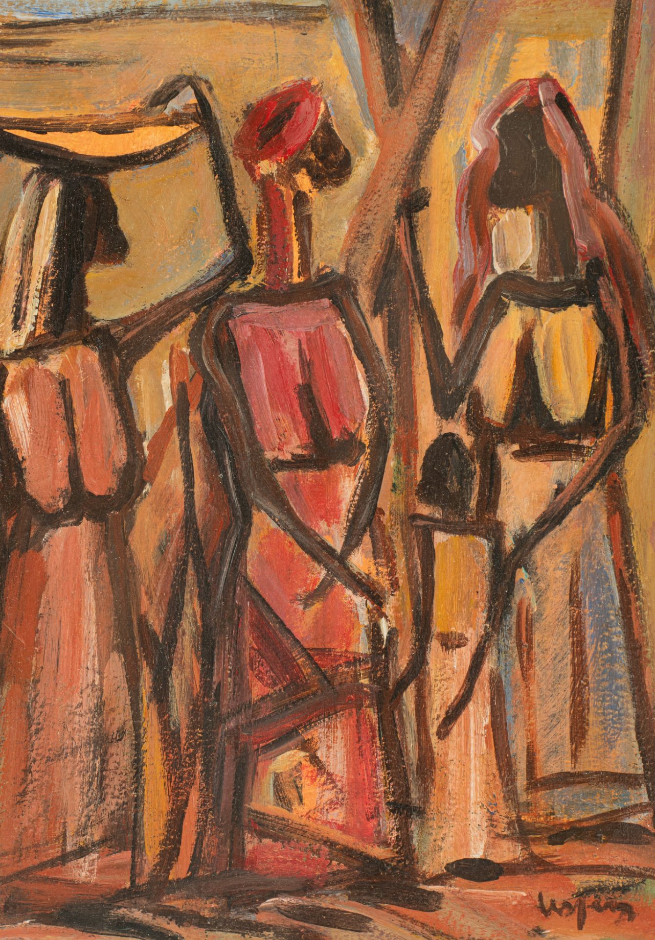 Floris Jespers (1889-1965), African Ladies in Congo, '50s, oil on board, 29 x 37 cm - Image 6 of 6