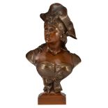 Signed Castelli, lady with hat, brown patinated bronze, H 70 cm