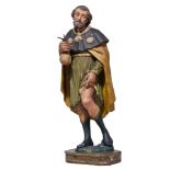 An 18thC polychrome limewood sculpture of Saint James the Great, H 90 cm