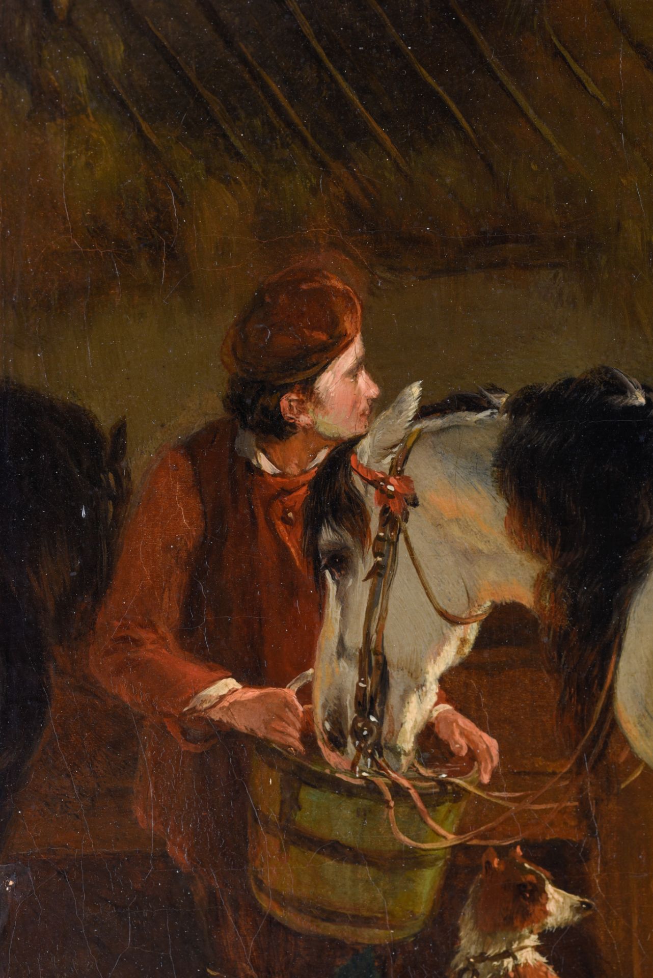 Joseph Moerenhout, Horses in a barn, 19thC, oil on canvas, 38 x 49 cm - Image 8 of 8