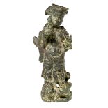 A Chinese miniature bronze figure of a Heavenly Guardian, Ming period, H 10 cm