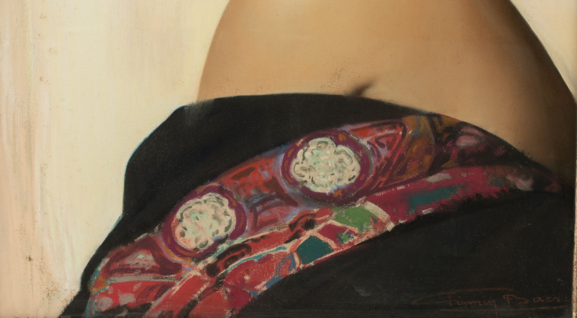 Firmin Baes (1874-1945) 'La Rieuse', pastel on canvas, 48,5 x 58,5 cm (+) - Image 7 of 10