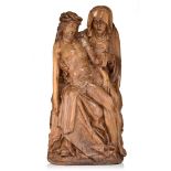 A 16thC oak sculpture of the Pieta, probably Southern Netherlands, H 97 cm