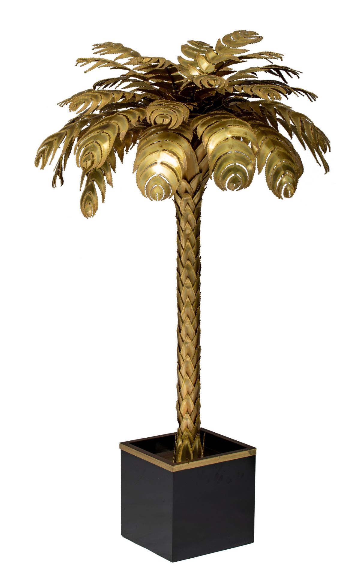 A vintage brass design Palm Tree lamp by Maison Jansen, Paris, H 155 cm