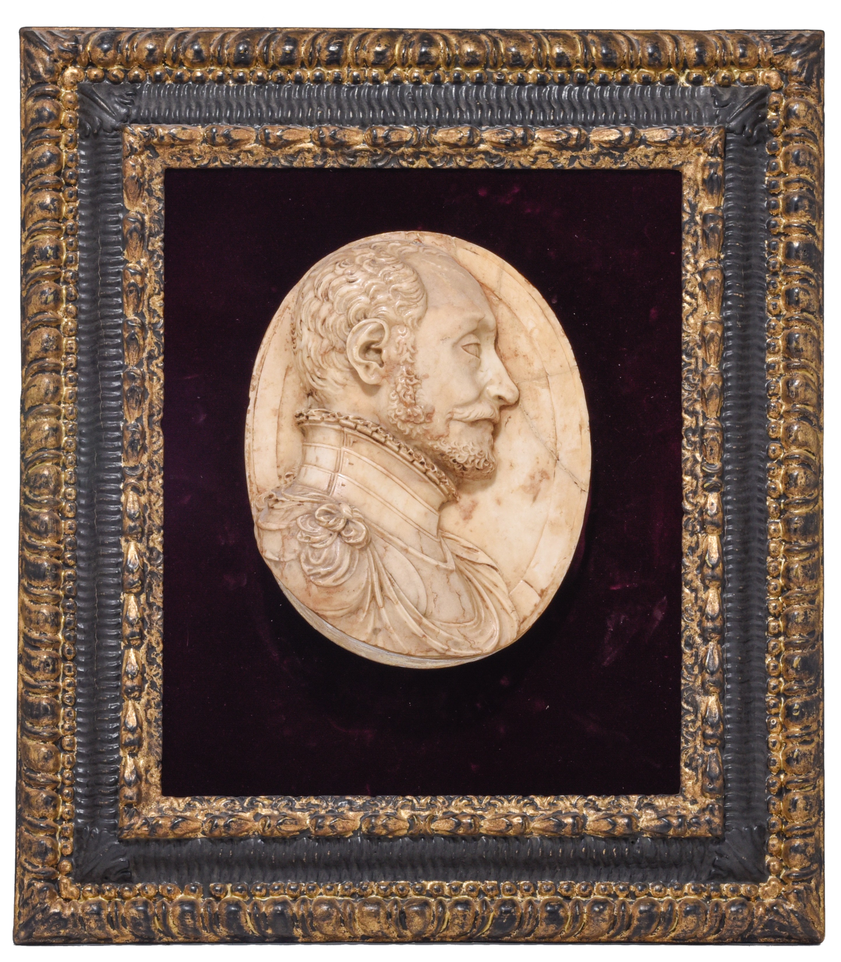 A fine Renaissance alto-relievo marble profile portrait of a man, second half of the 16thC, 24 x 30,