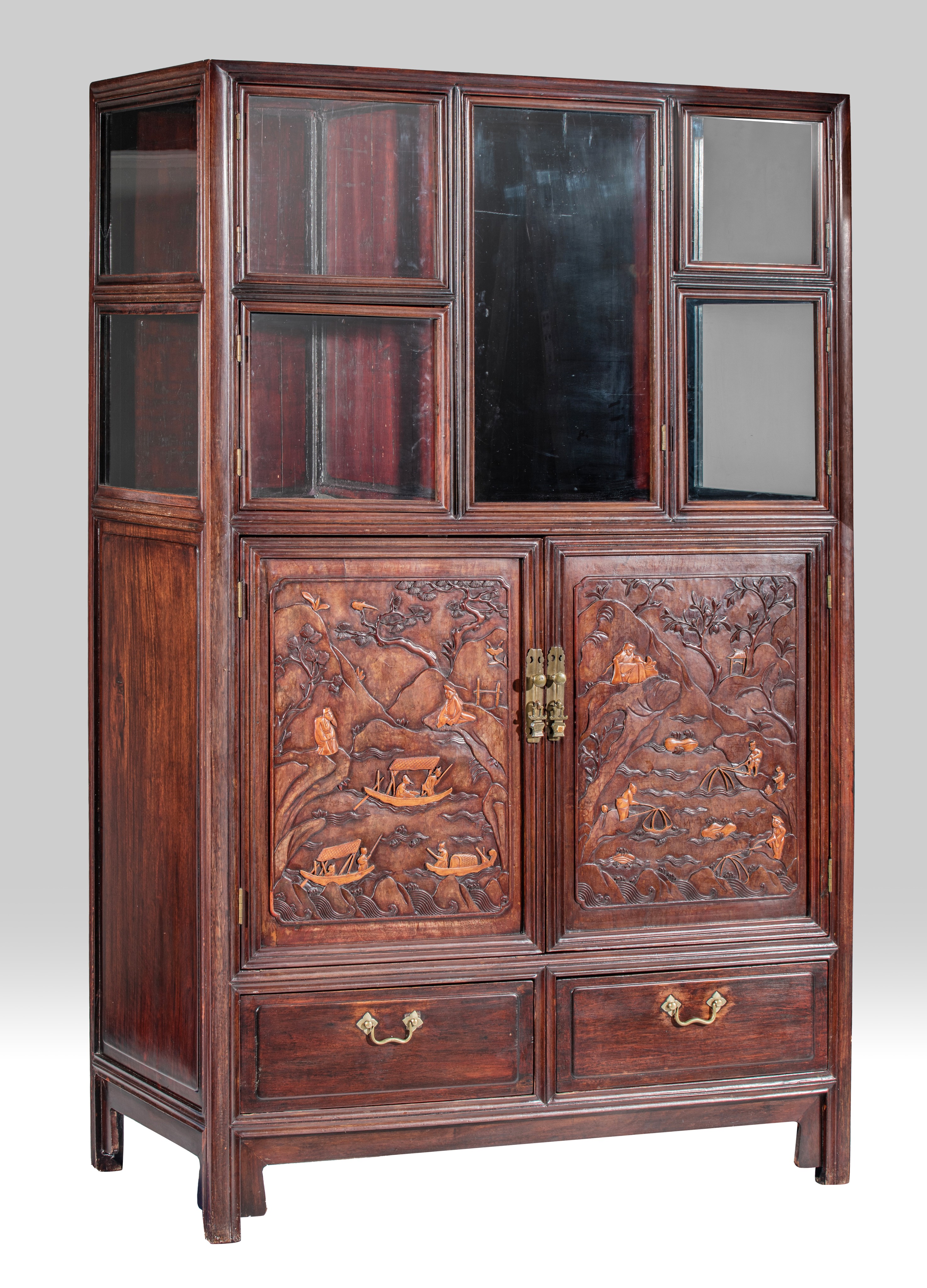 A Chinese hardwood display cabinet, H 174 - W 105 - D 52 cm - Image 3 of 9