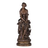 Hippolyte Francois Moreau (1832-1927), 'Le RÍve', patinated bronze, H 56,5 cm