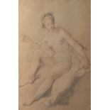 School of Francois Boucher, study drawing of Venus holding an arrow, 26 x 36 cm