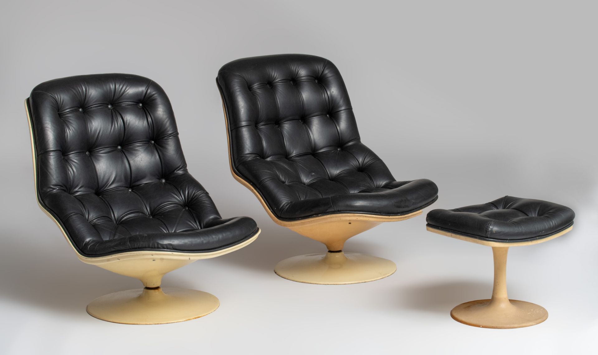 A pair of vintage Shelby lounge chairs by Georges Van Rijk for Beaufort, with one matching ottoman, - Image 3 of 14