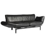 A design model DS 450 black leather sofa, Thomas Althaus for De Sede, H 78 - W 230 cm