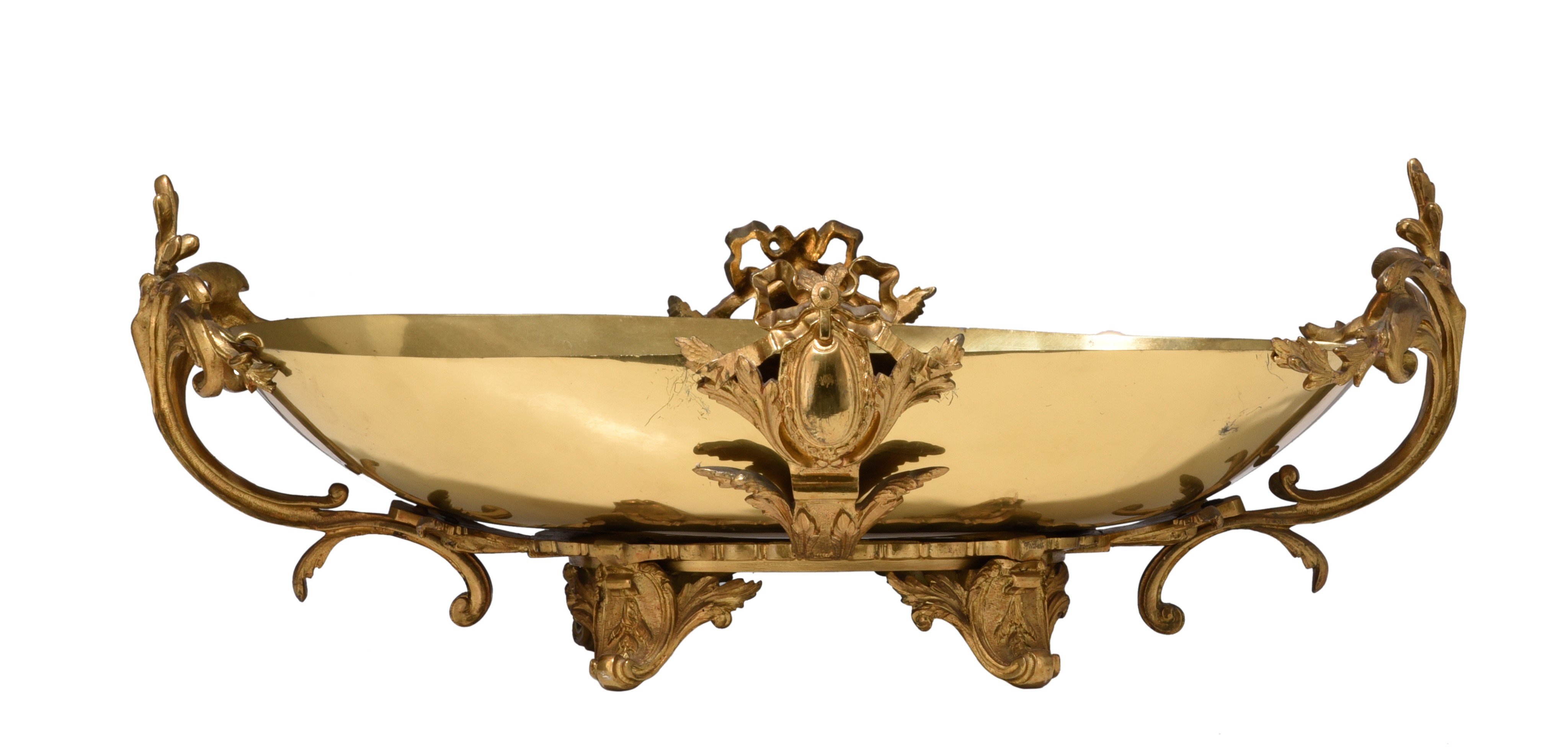 A large pair of Napoleon III gilt bronze candelabras and a matching coupe, H 74 - W 59 cm - Image 2 of 13