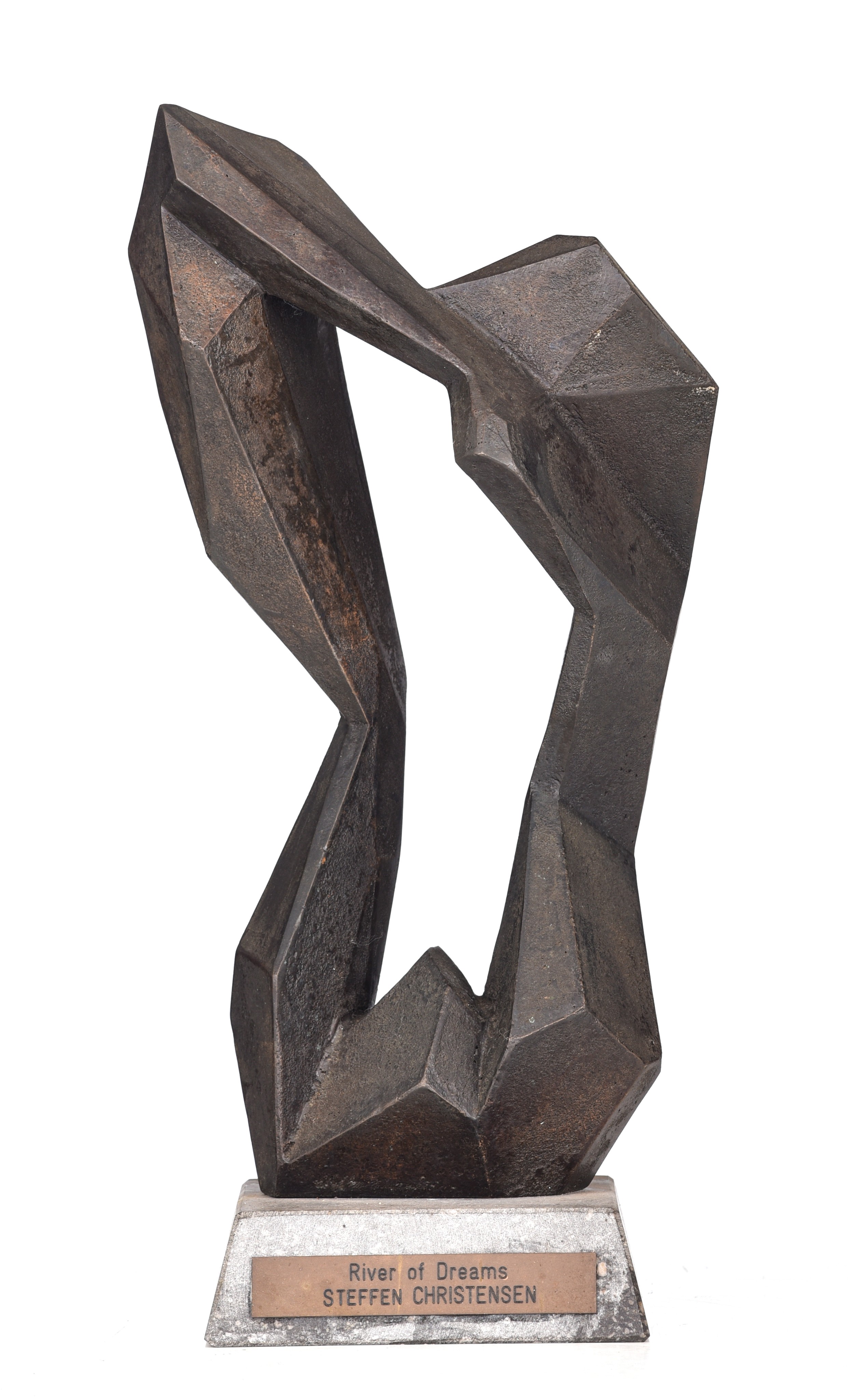 Steffen Christensen (1941), 'River of Dreams', patinated bronze on a Belgian blue stone base, H 39,5