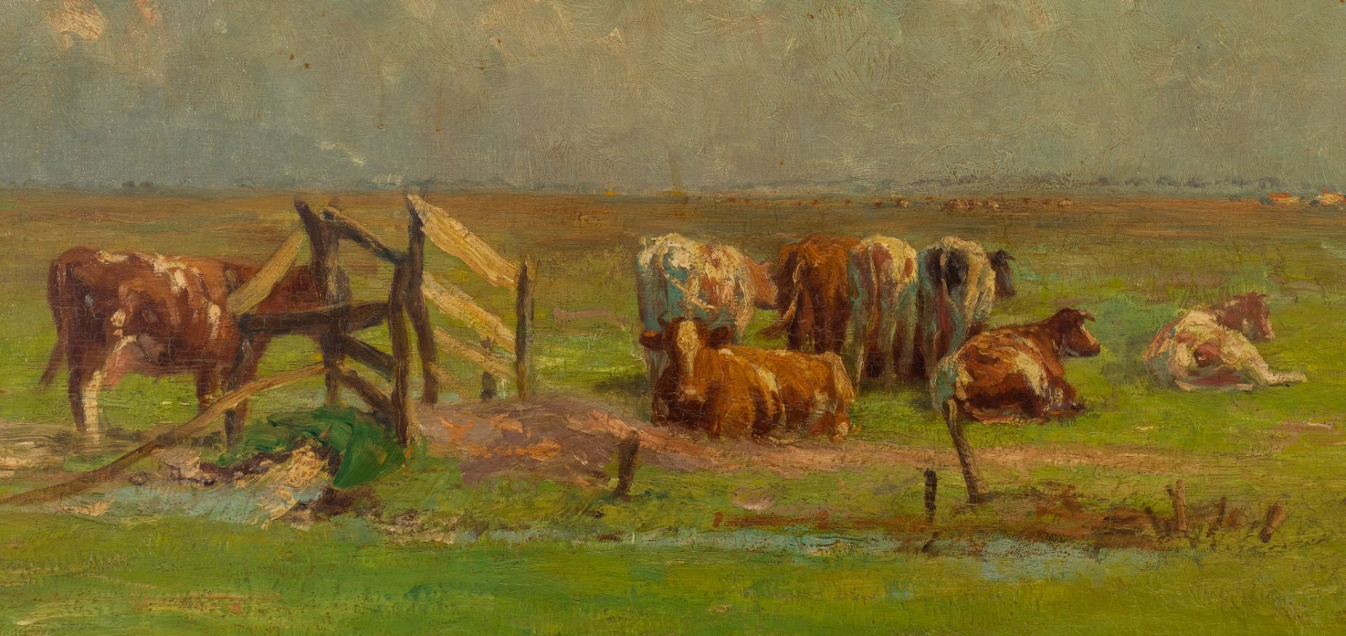 Geo Bernier (1862-1918), cows in the meadow, oil on canvas, 140 x 200 cm - Image 7 of 8