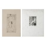 Sam Dillemans (1965), two untitled etchings, 1989, No 1/1, monotype, 7,4 x 9,8 - 6,5 x 13,2 cm