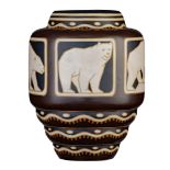 An impressive Art Deco stoneware polar bear vase, Jan Wind for Charles Catteau, 1926, H 42 cm