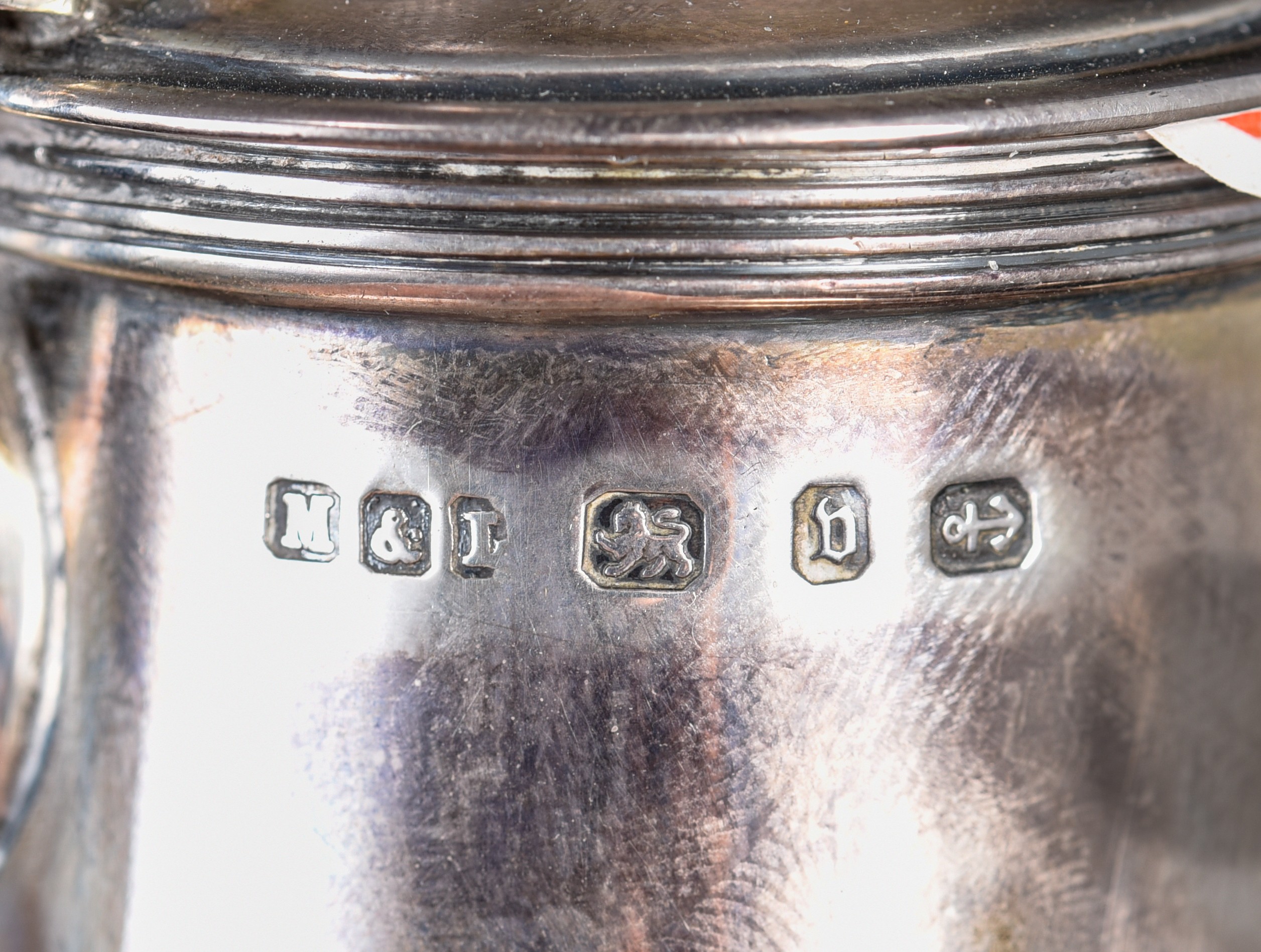 A Delheid silver sugar pot, added English silverware, H 7 - 19 cm, total weight: ca 1303 g (4) - Image 13 of 14